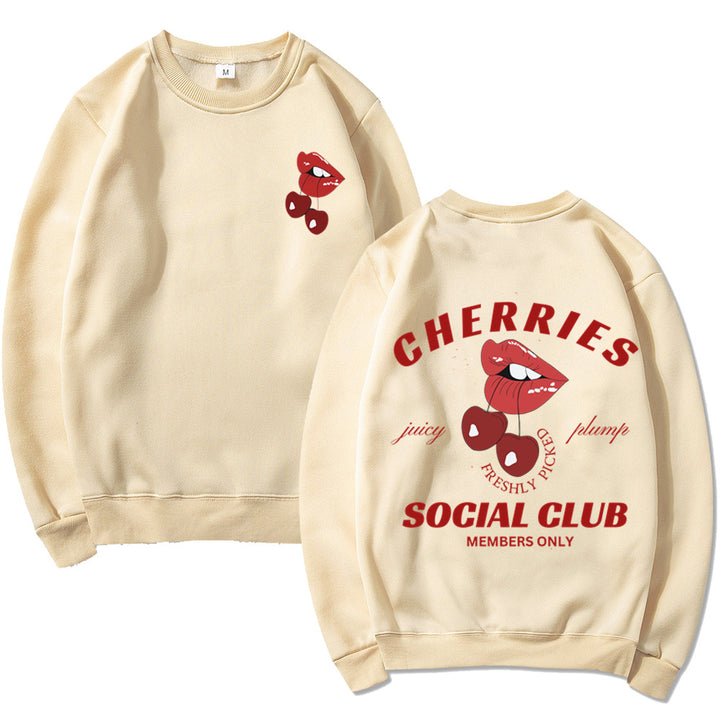 Kvinders sweatshirt med kreativt frugt- og munddesign Stilla