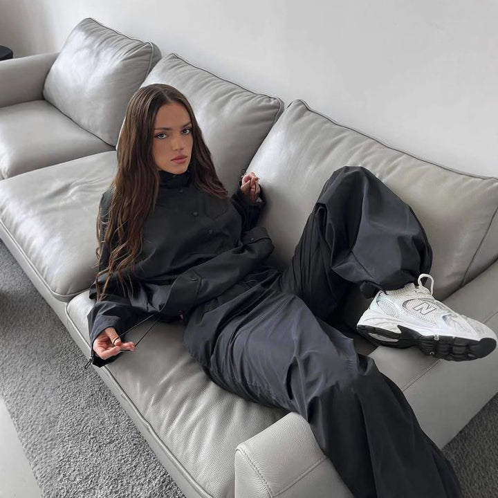Kvinders sporty oversized jakke med praktiske lommer Skovae