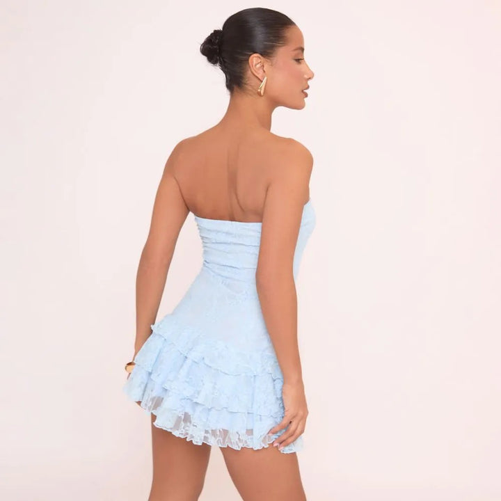 Dame Strapless Minikjole med Rüschendetails Skovae
