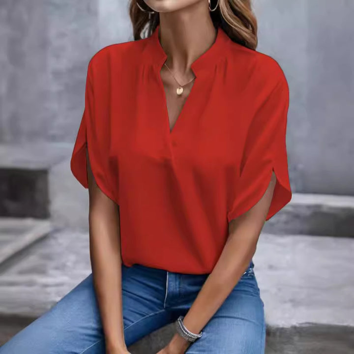 Dame elegant bluse med kortærmet Stilla