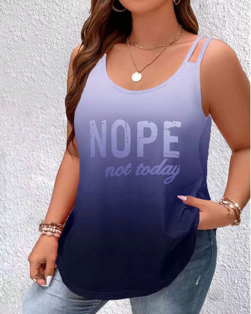 Dame afslappet tanktop med moderne ombre-effekt og sjovt statement Stilla