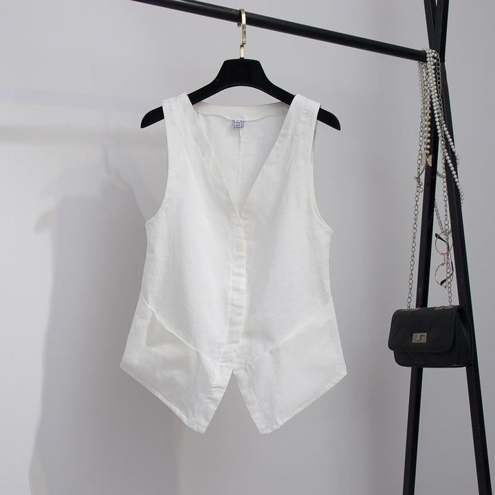 Femme Stilfulde Linned Vest Stilla