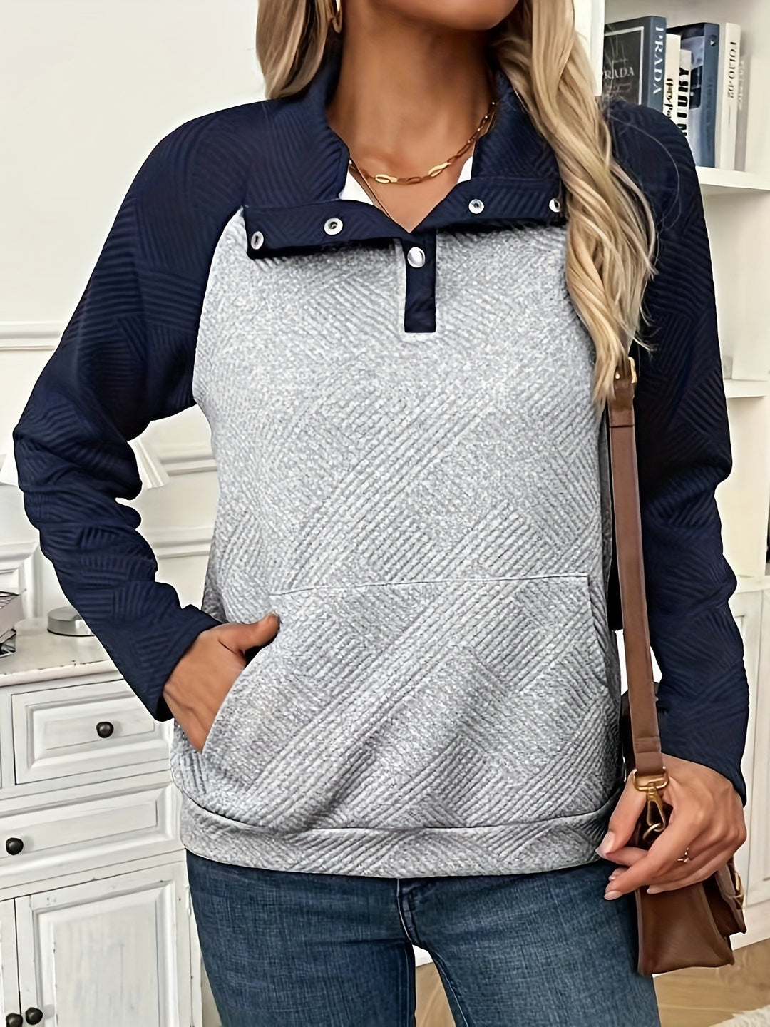 Dame Stepp-Half-Zip Pullover Sweatshirt Stilla