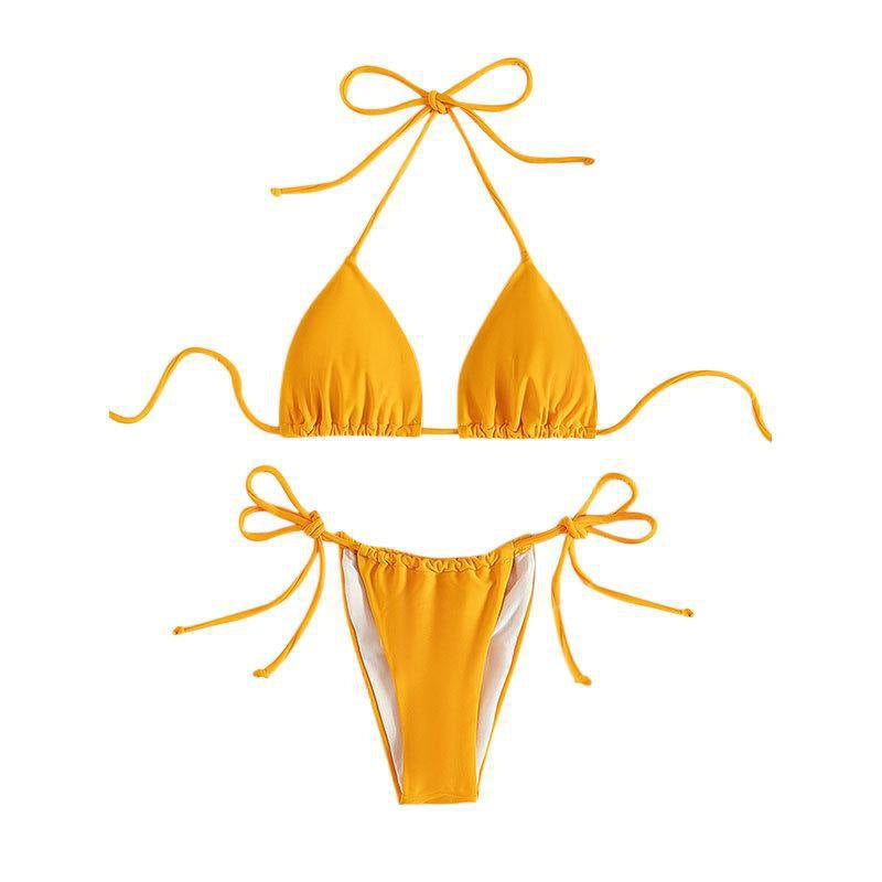 Dame Triangel-Bikini med justerbare bindebånd og sømløst design Skovae