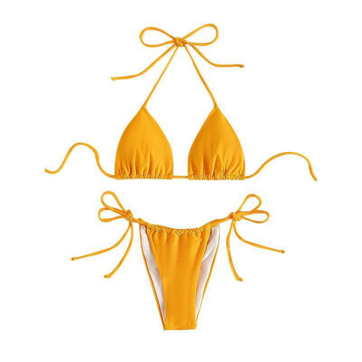 Dame Triangel-Bikini med justerbare bindebånd og sømløst design Skovae