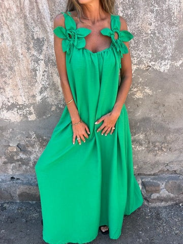 Dame Maxi Kjole med blomstret stropdesign Stilla