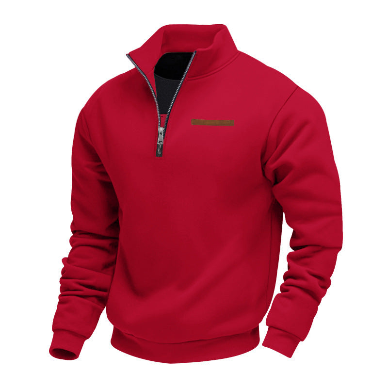 Herrer nan halv-zip sweatshirt lavet af tung fleece med ståkrave og skjult brystlomme Skovae