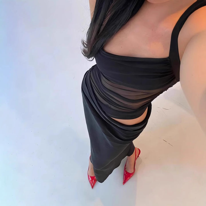 Dame Elegant Slip Kjole med asymmetrisk Snit Skovae