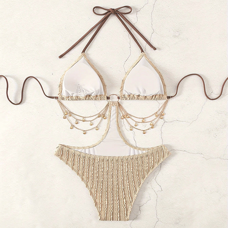 Dame Triangel-Bikini med raffinerede dekorationer Skovae