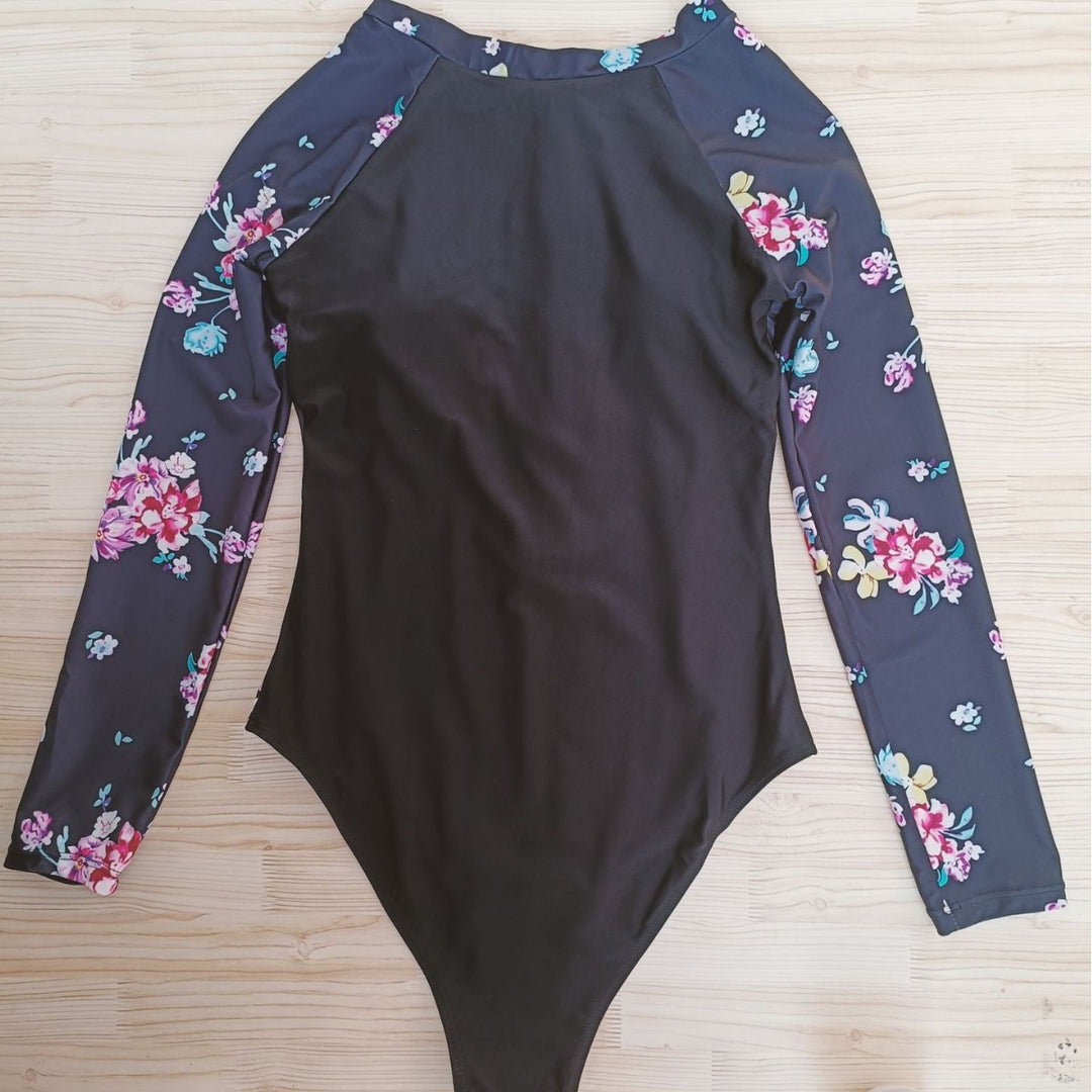 Dame Sporty Badebukser med moderne høj krave og farverigt blomsterdesign Stilla