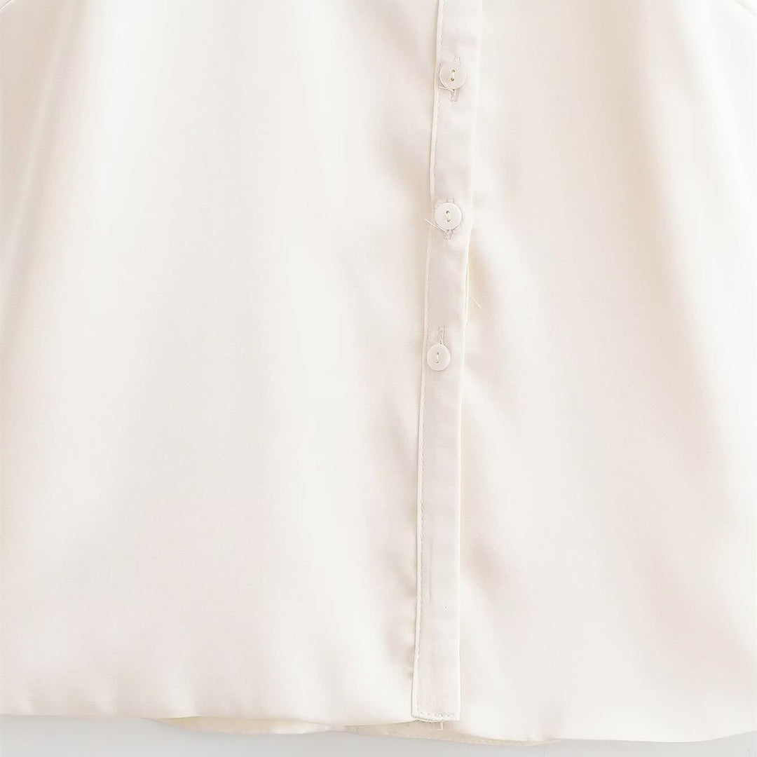 Dame Halterneck Bluse med elegant knapliste Skovae