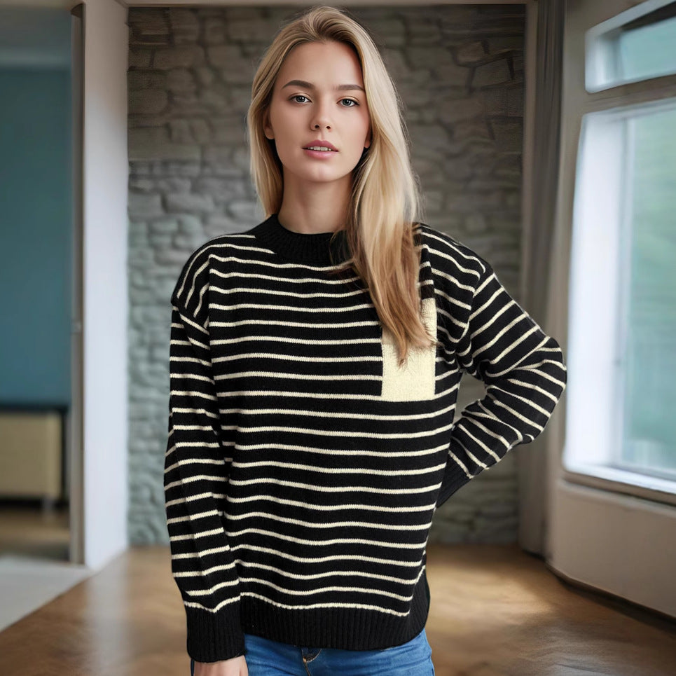 Kvinders stribede sweater med en afslappet pasform og brede ærmer Stilla