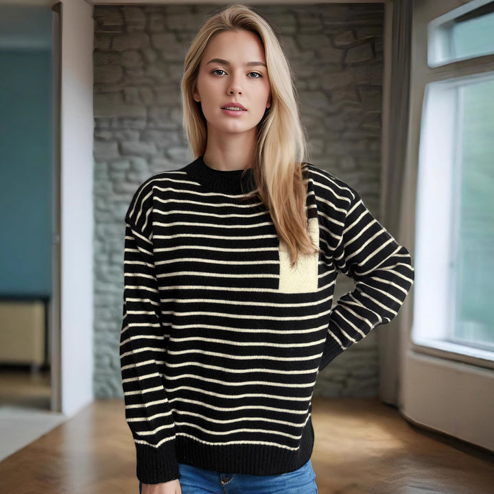 Kvinders stribede sweater med en afslappet pasform og brede ærmer Stilla