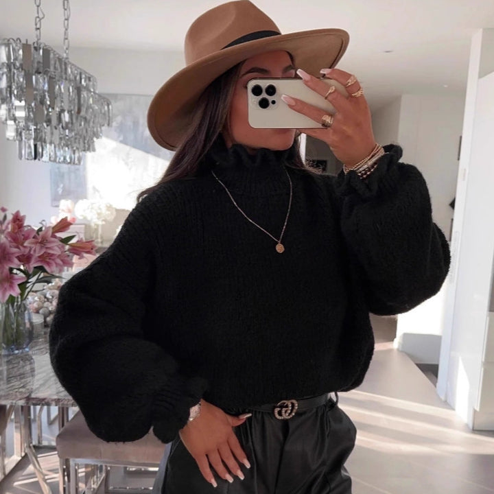 Kvindernes hyggelige turtleneck sweater med voluminøse ærmer Stilla