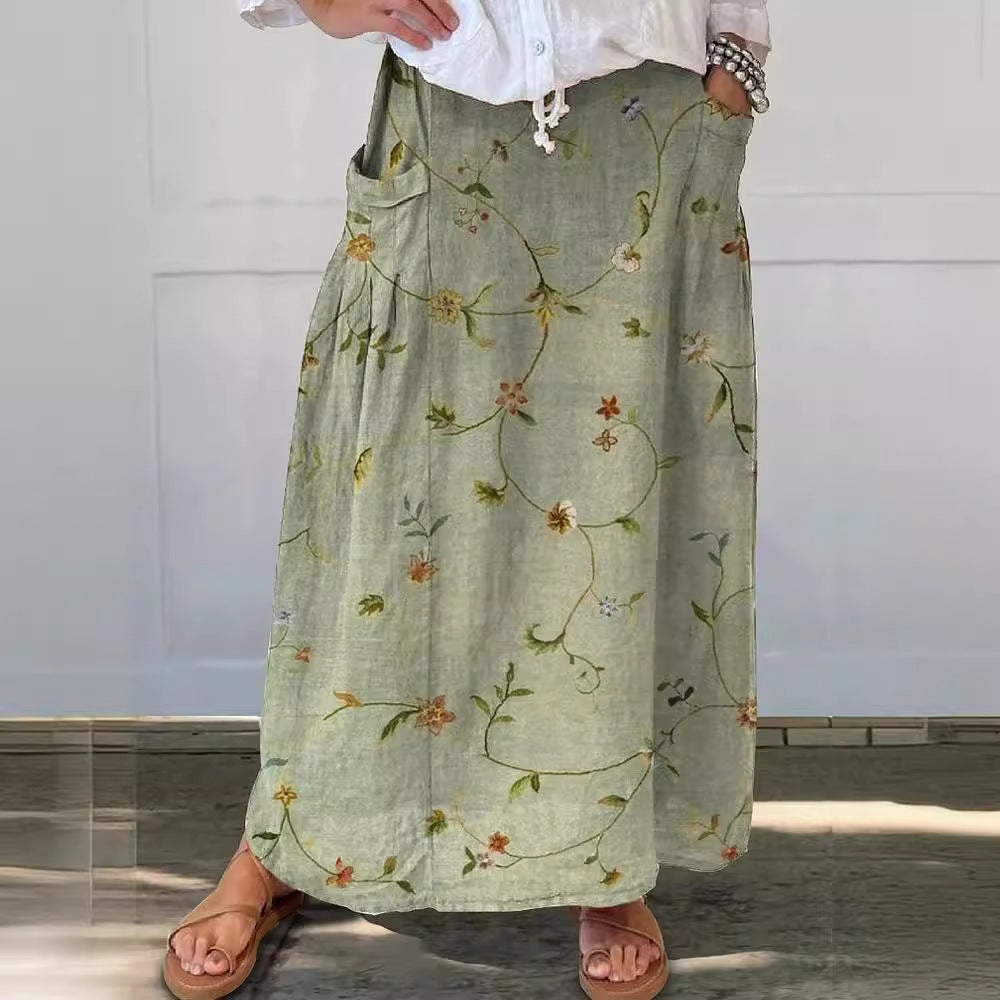 Stilla | Blomstret Maxi-Nederdel