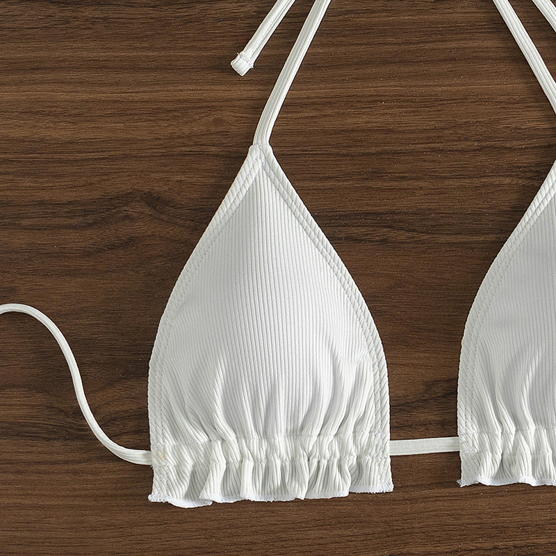 Dames triangel-bikini med justerbare stropper og moderne rib-textur Skovae
