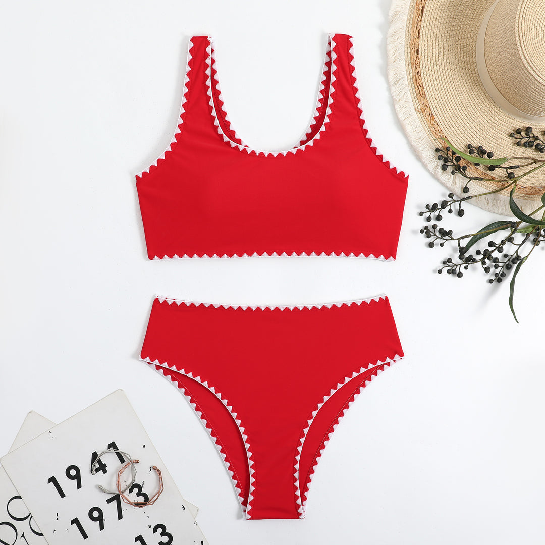 Dame Bikini-sæt med fashionable zigzag-detaljer og komfortabel pasform Stilla