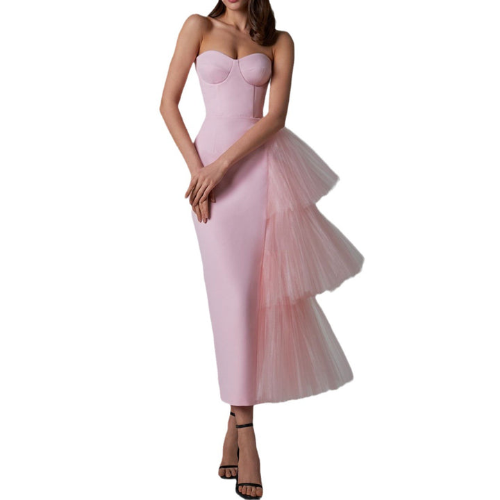 Dame Elegant Off-Shoulder Aftenkjole med Tyll-detaljer og tætsiddende snit Stilla