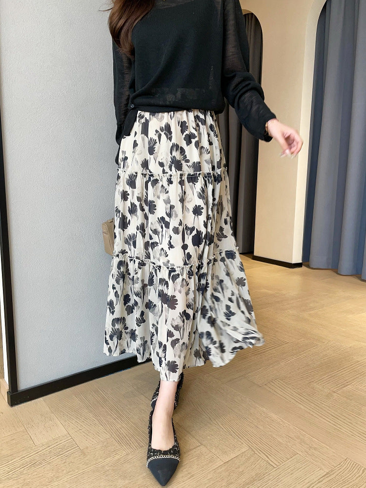 Dame Maxi-nederdel med Floral-mønster Stilla
