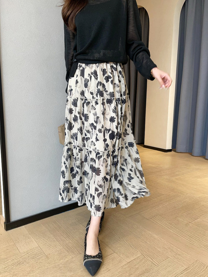 Dame Maxi-nederdel med Floral-mønster Stilla