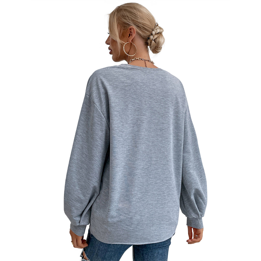 Kvinders afslappede sweatshirt med raffinerede puffærmer og kreativ bogstavsdesign Stilla