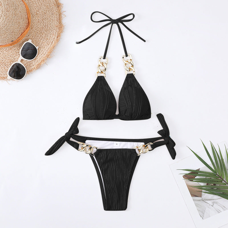 Damer Bikini-sæt med stilfulde kædeaccentuer og tilbagetrækningsstropper Stilla