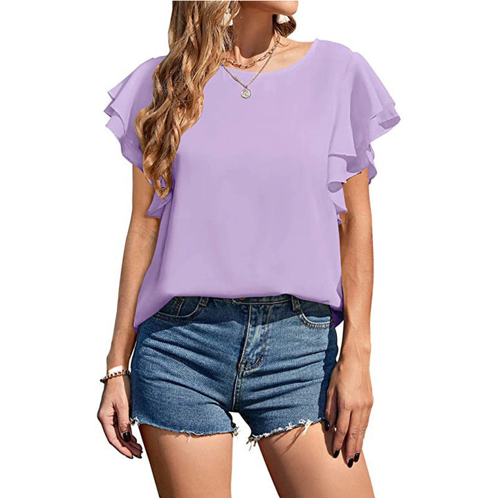 Dame Romantic Rüschenbluse med let snit Stilla