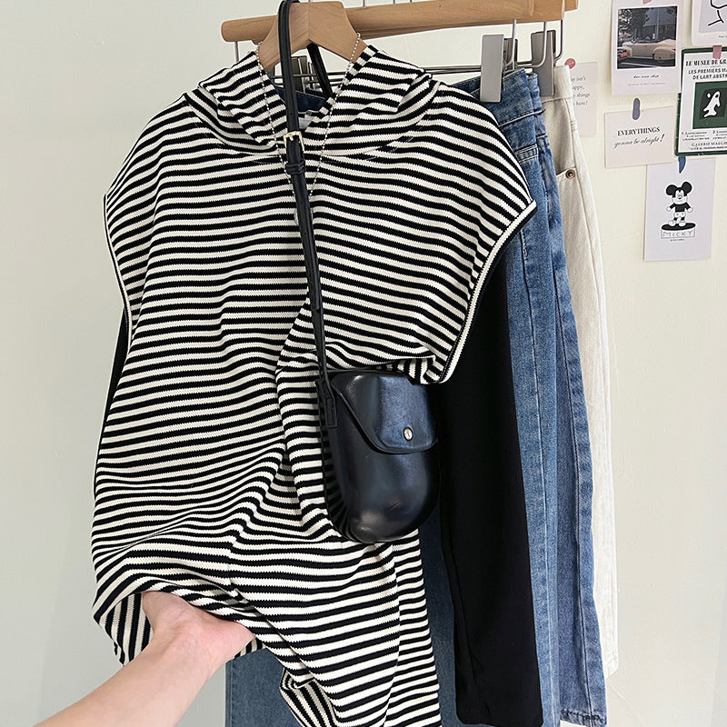 Femme Ærmeløs Stribet Hoodie-Top Stilla