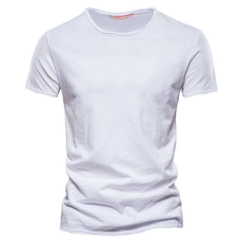 Herrer nan let bomulds T-shirt med rund halsudskæring og slank pasform Skovae