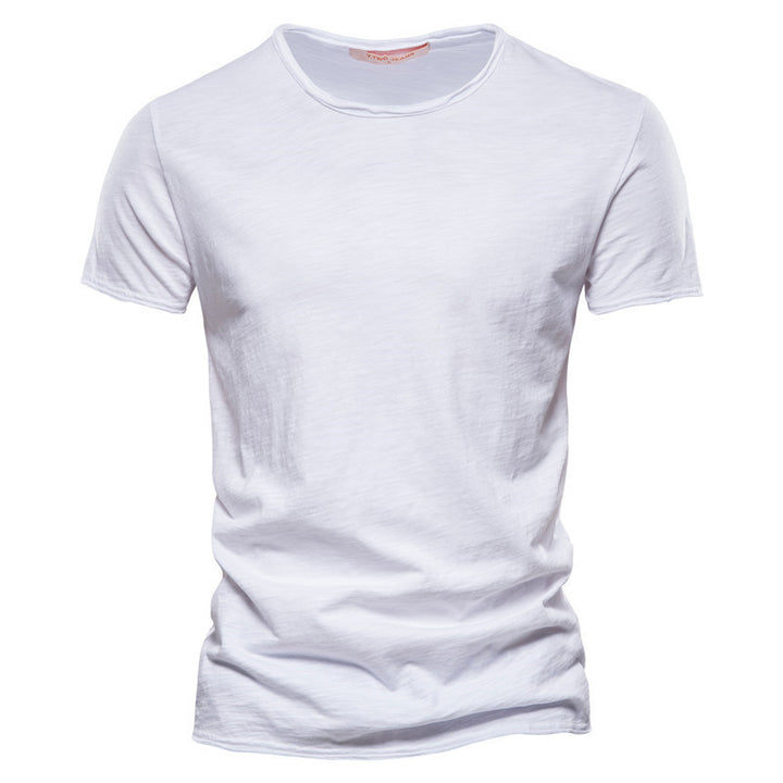 Herrer nan let bomulds T-shirt med rund halsudskæring og slank pasform Skovae