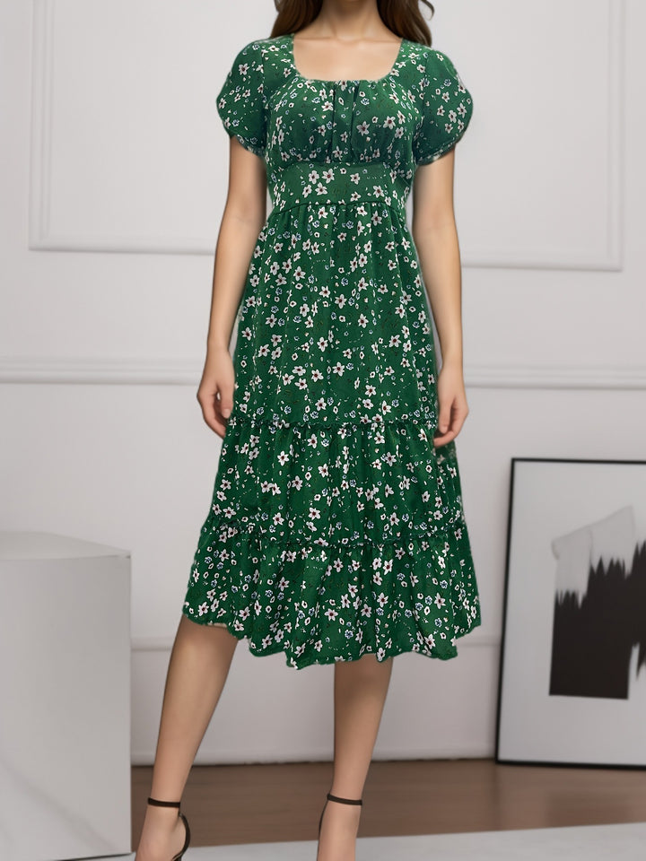 Dame Blomster Plisse Maxi Kjole Stilla