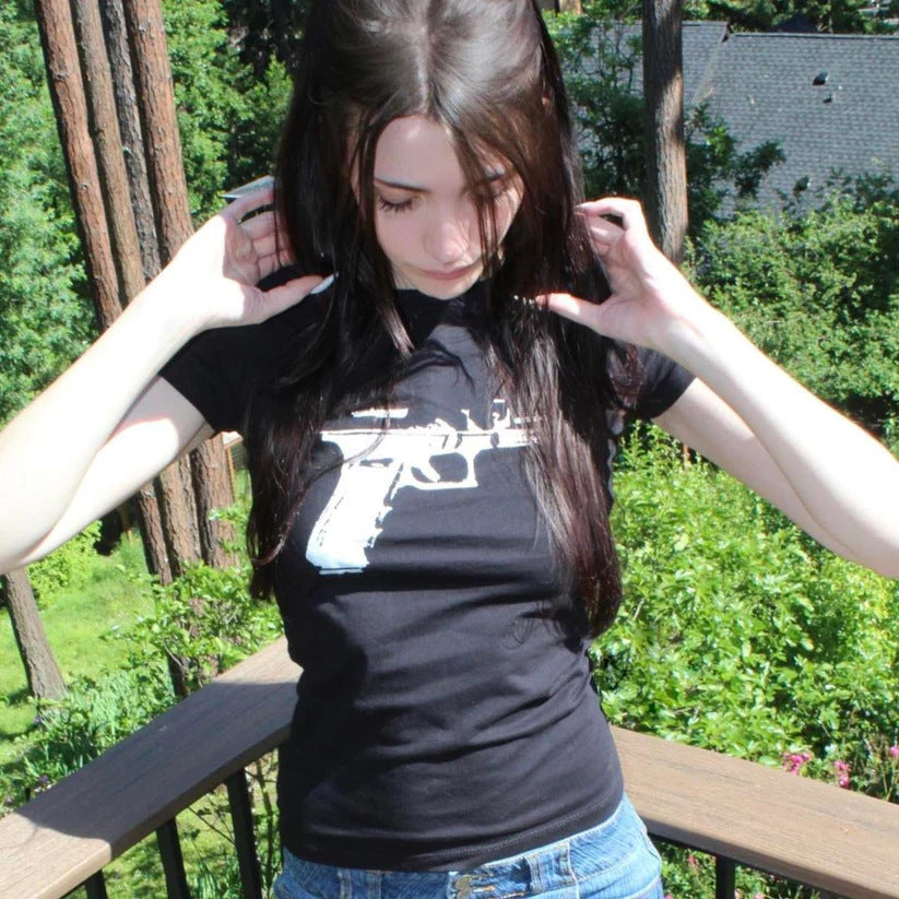 Dame Print-T-shirt med grafisk design Skovae