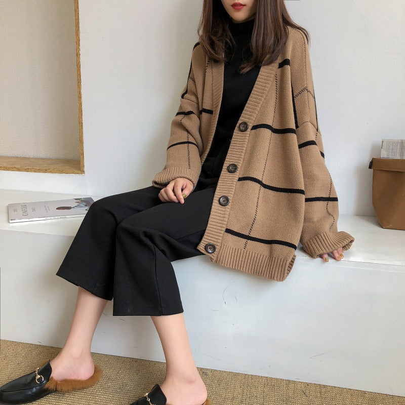 Kvinders stilfulde cardigan med koordineret blokdesign Stilla