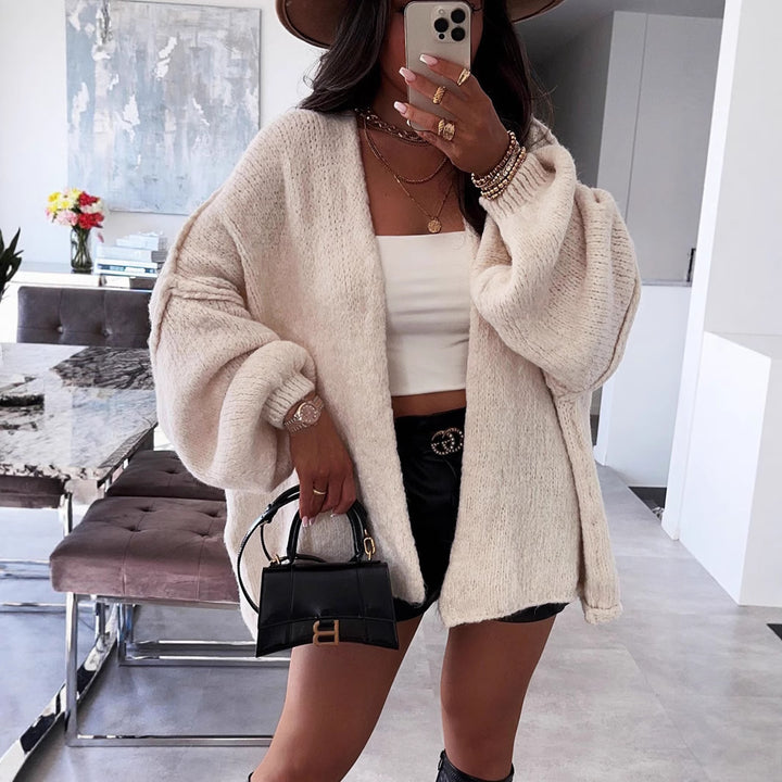 Dame cardigan med oversized snit og voluminøse ærmer Stilla