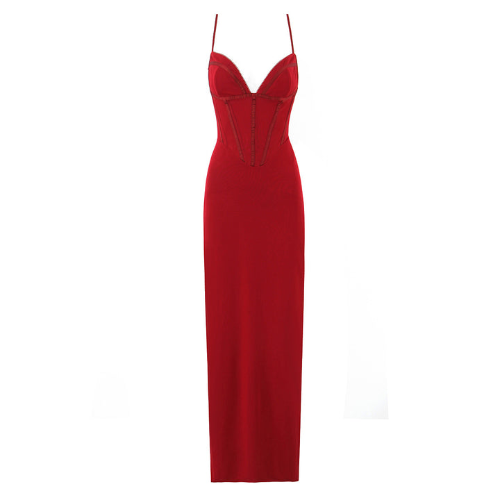 Dame Bodyscon Maxikjole med justerbare spaghetti-stropper og elegant overmateriale Stilla