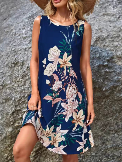 Dame ærmeløs Boho-print shift-kjole Stilla