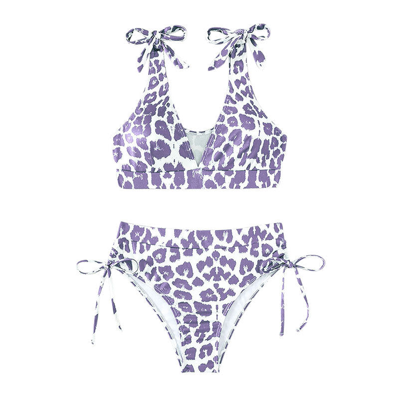 Dame Højskåret Leopardmønster Bikini-Sæt Stilla