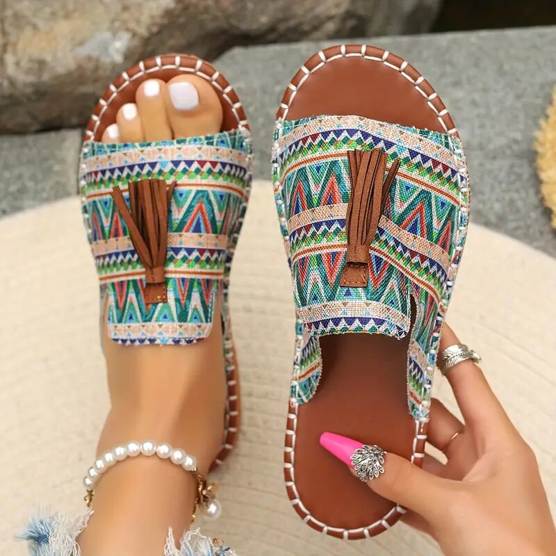 Dame retro-stil slippers med kunstnerisk kvast-design Stilla