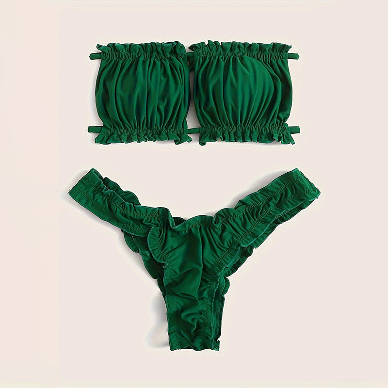 Dame bikini-sæt med voluminøse ruffle-detaljer Skovae