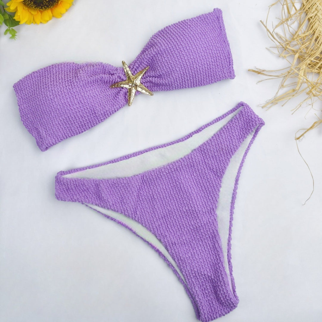 Dame bandeau-bikini med glitrende stjernedetalje Skovae