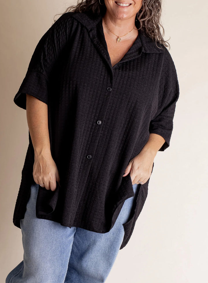 Dame Oversized Skjorte med struktureret stof med lommer Stilla