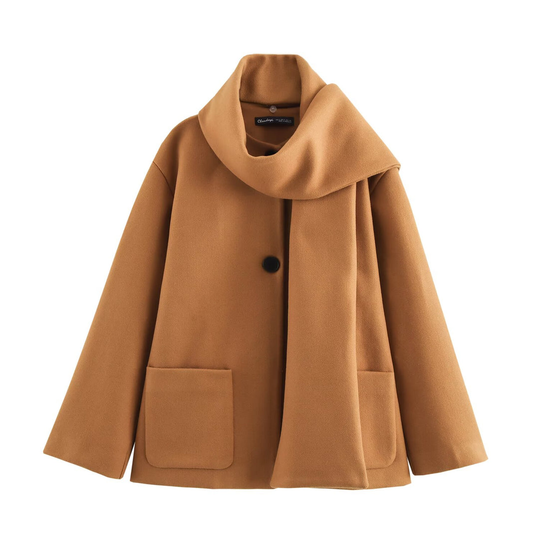 Dame skulderfri uld-overlay med elegante knapdetaljer Stilla