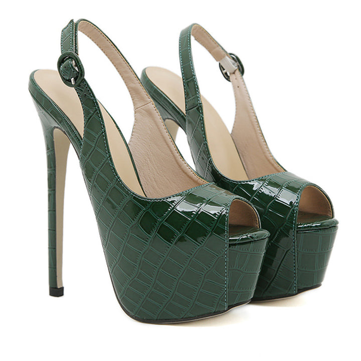 Dame Slingback High Heels med dekorativt krokodilleder-design Stilla