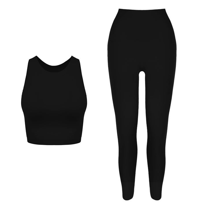 Dame sporty sæt i elastisk materiale med højtaljede leggings og tanktop Stilla