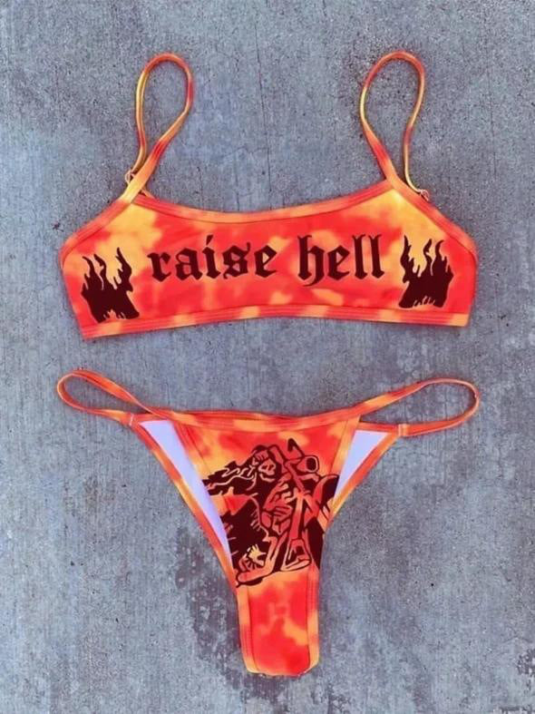 Dame Sport-Bikini med iøjnefaldende grafikdesign Skovae