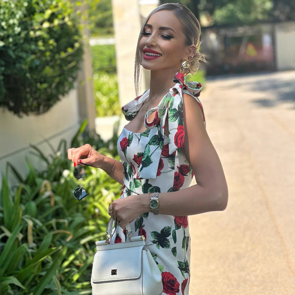 Dame Maxi Kjole med Blomster Mønster Stilla