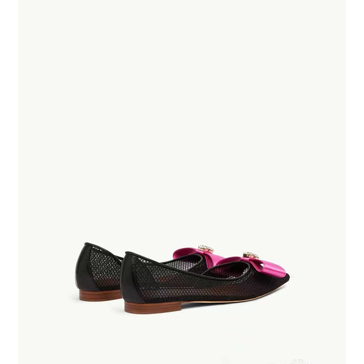 Femme Elegante Mesh Ballerina med Dekorativ Satinbue Stilla