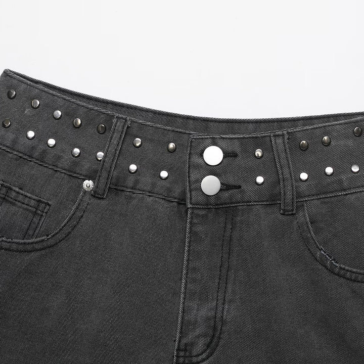Dame jeans-shorts med dekorative nitter Skovae