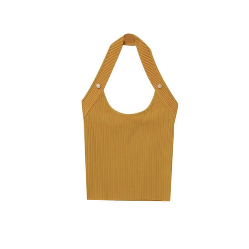 Damer rib-top med moderne stropper og dekorative trykknapper Skovae