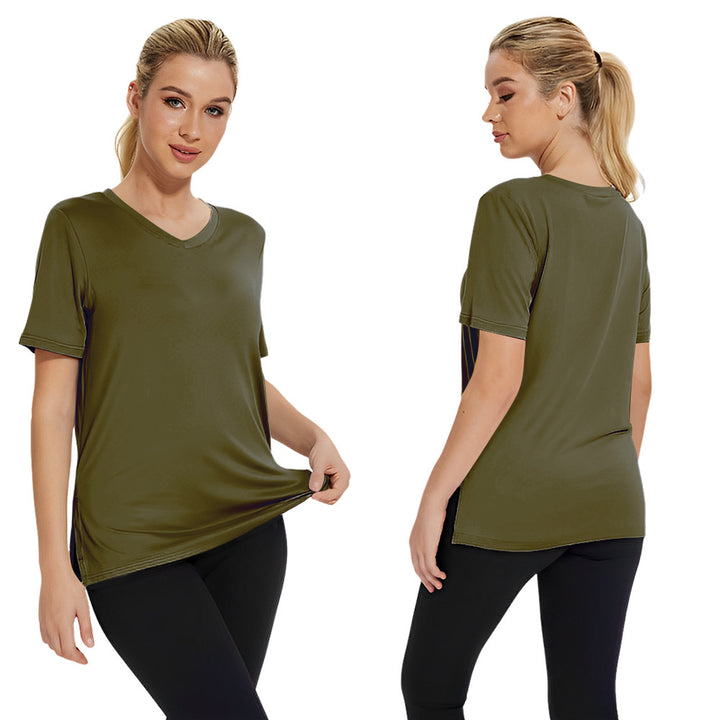 Dame Funktionelt V-Hals Sport T-shirt med åndbar teknologi Skovae